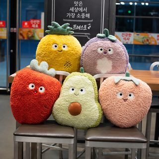 과일 모양 쿠션 아보카도 소파 침대 베개 따뜻한 손 워머 낮잠용 봉제 장난