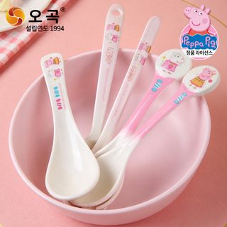 우허 페파피그 멜라민 유아 이유식 스푼 아기 수저 어린이 캐릭터 숟가락