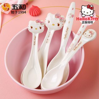 5와 케이티 고양이 정판 권한 아기 숟가락 아기 숟가락 밥 먹이다 어린이 식