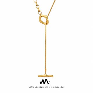 여성용 OT 버클 18K 골드 도금 티타늄강 80cm 롱 목걸이 스웨터 체인