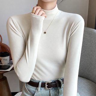 H319 신상 라운드 가을 겨울 반 터틀넥 스웨터 여성 내복 두꺼운 흑백 컬러