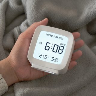 심플 미니 LCD 디지털 알람시계 온습도 표시 학생용 침대 탁상시계