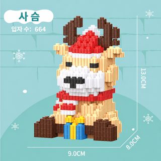 왕홍 크리스마스 미니 블록 조립 세트 어린이 퍼즐 장난감 남녀공용 크리스