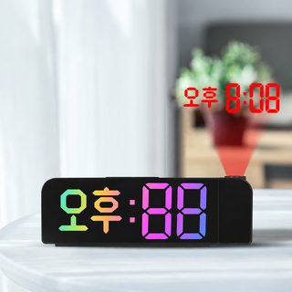 LED 디지털 알람시계 대형 화면 큰 숫자 온도 표시 프로젝션 전자 탁상시계 8