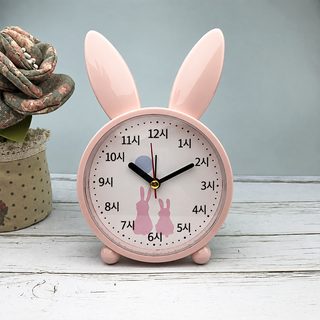 귀여운 토끼 캐릭터 탁상 알람시계 저소음 스윕 무브먼트 어린이 학생 침실