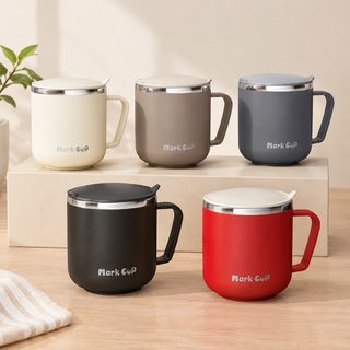 스테인리스 이중 뚜껑 머그컵 사무실 손잡이컵 400ml 500ml