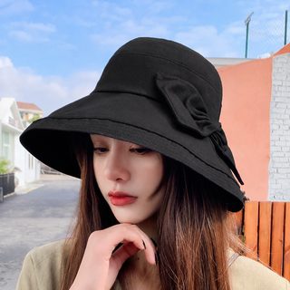 모자 여성 어부모 패션 일본계 왕홍 한국판 차양모 야외 외출 패션 리본 자