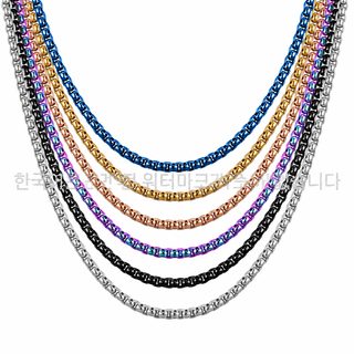스테인리스 스퀘어 진주 체인 목걸이 남녀공용 패션 데일리 액세서리