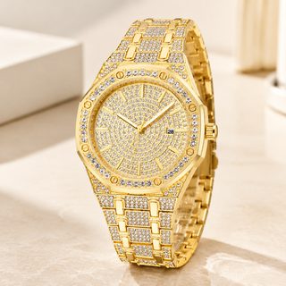 럭셔리 골드 큐빅 여성 손목시계 40mm 비즈니스 쿼츠 커플 패션 시계 팔찌 세