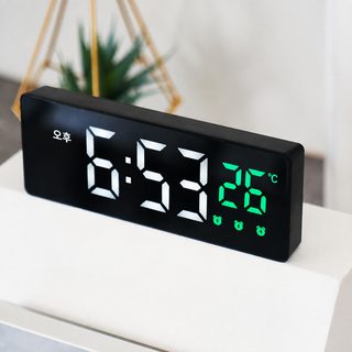 창의 거울 시계 음소거 LED 전자 시계 학생 3조 알람 시계 어린이 침대 머리 탁상 시계 0715
