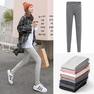 H011 봄가을 신상 회색 면 레깅스 여성 여름 겉옷 얇은 9부 가을 바지 겨울 기모 두께