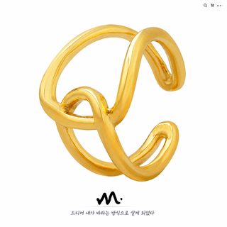 여성 티타늄강 반지 18K 골드 도금 더블링 크로스 백합 디자인 A130