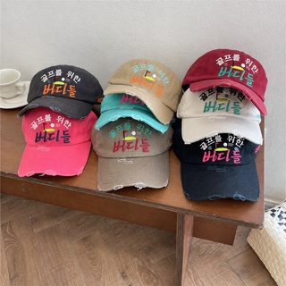 알파벳 자수 파변 야구모자 남녀 커플 워싱 소프트 캡 한국판 캐주얼 백합