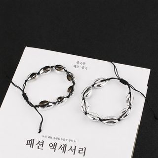 천연 조개 은색 팔찌 남녀공용 커플 조절형 수공 짜임 여행 기념 액세서리
