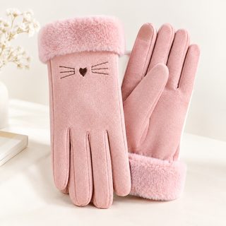 루이야 여성 겨울 기모 장갑 방한 방풍 터치스크린 자전거 라이딩 귀여운