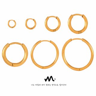 여성 티타늄 스틸 골드 도금 원형 링 귀걸이 1.0~2.1cm 기하학 액세서리