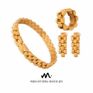 여성 체인 반지 팔찌 귀걸이 티타늄 도금 패션 주얼리 액세서리