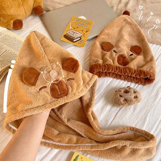 카피바라 마른 머리모자 코랄 벨벳 흡수 속건 수건 목욕 속건 머리를 닦다
