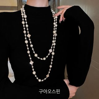 가볍고 고급스러운 가을 겨울 롱 진주 목걸이 패션 백합 스웨터 체인 다층