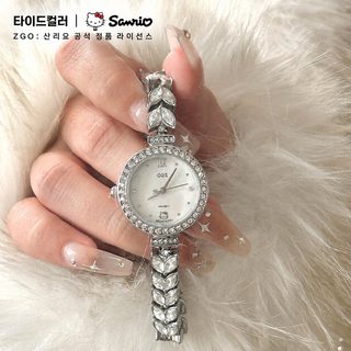 ZGO 정강 헬로키티 콜라보 여성용 인어공주 팔찌형 쿼츠 손목시계 30M 방수