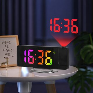 왕홍 폭발 LED 대형 스크린 거울면 투영 알람 시계 표시 온도 감응 전자 시계 크로스보더 히트 673