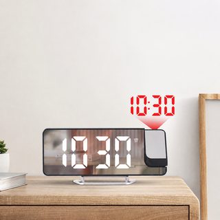 왕홍 폭발 LED 대형 스크린 거울면 투영 알람 시계 표시 온도 감응 전자 시계 크로스보더 히트 673
