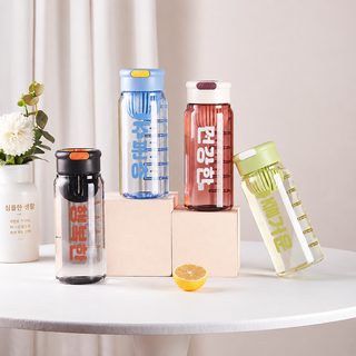 알파벳 레터링 휴대용 물병 700ml 차 거름망 실리콘 손잡이 플라스틱 직수형
