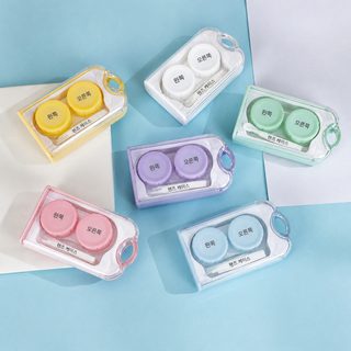 뤄퉁 6671 심플 슬라이드형 투명 콘택트렌즈 케이스 컬러렌즈 양면 보관함