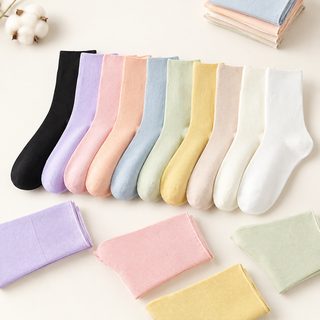 纯棉无骨袜休闲袜子女春夏新款季精梳棉日系月子袜中筒堆堆袜批发
