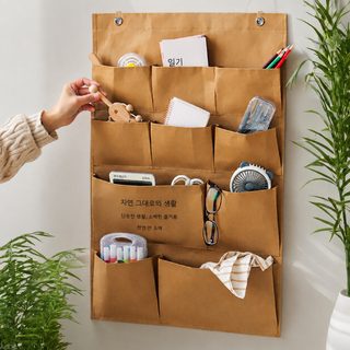 일본식 크라프트지 수납 주머니 거실 벽걸이 다용도 정리봉투 잡동사니 문
