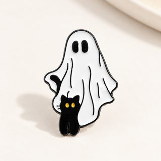 공포 할로윈 창의 브로치 유령과 검은 고양이 귀여운 금속 휘장 의상 액세