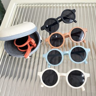 Hecate 아동용 UV400 원형 선글라스 남아 여아 마카롱 컬러 접이식 패션 안경
