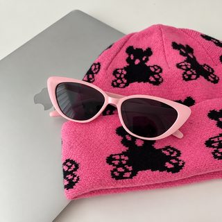 여성 캣아이 선글라스 UV400 자외선 차단 레트로 스몰 프레임 핑크 패션 안경