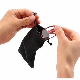 검정 극세사 선글라스 안경 파우치 휴대용 드로스트링 수납백 휴대폰 보관
