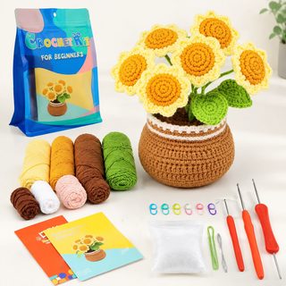 코바늘 꽃 화분 만들기 DIY 뜨개질 재료 키트 인테리어 소품