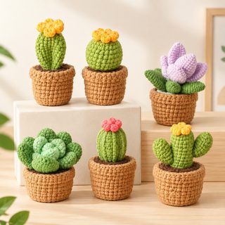 초보자 코바늘 다육이 꽃 화분 만들기 DIY 키트 영문 설명서