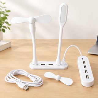 책상용 USB 허브 베이스 케이블 선풍기 조명 세트