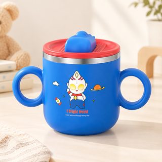 어린이 양손잡이 눈금 물컵 빨대컵 280ml