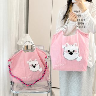볼체인 자수 쇼핑백 나일론 숄더 크로스백 여성 버킷백 볼체인백