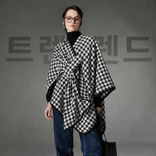 남녀공용 겨울 봄 가을 버클 골드사 하운드투스 체크 숄 머플러 150x130cm