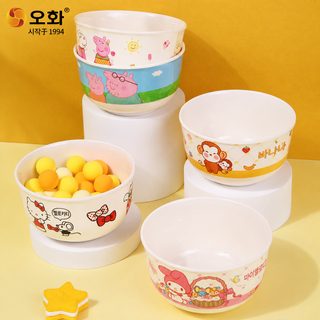우허 멜라민 어린이 식기 원형 캐릭터 이유식 그릇 아기용 방열 밥공기