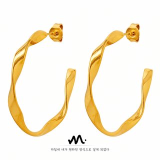 여성용 C형 트위스트 귀걸이 티타늄 스틸 18K 골드 도금 데일리 패션 이어링