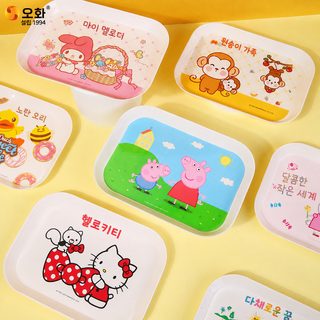 우허 아동용 멜라민 직사각 접시 귀여운 캐릭터 과일 간식 트레이