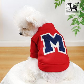 PETCIRCLE 애완동물 옷 테디 비숑 개 가을 겨울 기모 보온 알파벳 M 맨투맨 두 발 의상