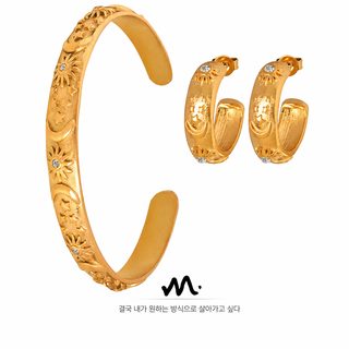 프랑스식 궁중풍 탈색 없이 우아한 분위기 패션 팔찌 부조 입체감 귀걸이
