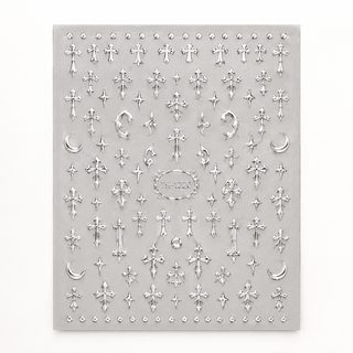 정상 왕홍 스타일 크로싱 네일 액세서리 DIY 파마 실버 네일 스티커 INS풍 십