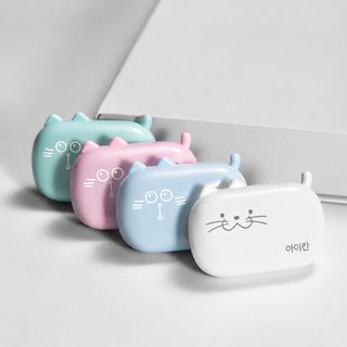카이다 귀여운 고양이 캐릭터 콘택트렌즈 케이스 휴대용 소형 컬러렌즈 보