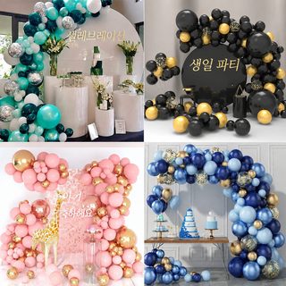 레트로 풍선 체인 생일 웨딩 장식 세트 스팽글 라텍스 풍선 배경 꾸미기