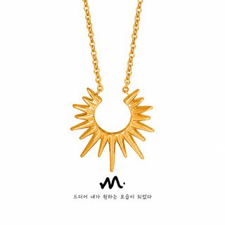 유니크 기하학 링 광채 펜던트 티타늄 스틸 도금 남녀공용 목걸이 43+5cm