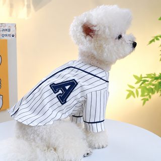 PETCIRCLE 반려견 고양이 옷 중소형견 줄무늬 강아지 야구 셔츠